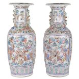 A pair of large Chinese famille rose vases: 19th century,
