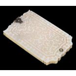 A 19th Century Mother of Pearl and Ivory Dance Card: The outer covers engraved with coral pattern