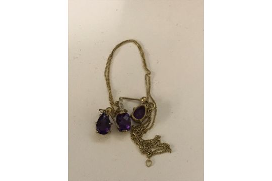 9ct amethyst earrings and pendant