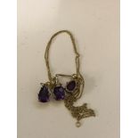 9ct amethyst earrings and pendant