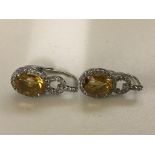 14K diamond and citrine earrings