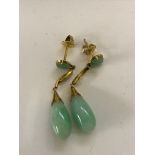 14K jade drop earrings