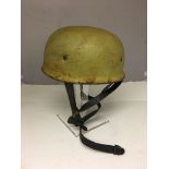 WWII Fallschirmjager tin helmet, with later liner, in sand coloured finish, small size.