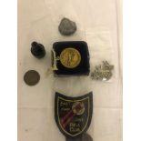 Military Badges to inc Scottish A/F, East Ham Shooting medals and embroidered badge,