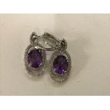 14K diamond and amethyst earrings