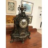 A 20th century German brass mantel clock