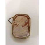 An octagonal modern 9ct cameo brooch