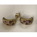 9ct ruby and diamond earrings