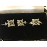 14K diamond and emerald dress and earrings