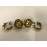 Two pairs of 9ct gold earrings