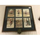 Framed Six Argyle and Sutherland Highlanders Postcards along with Cap Badge set to the frame.