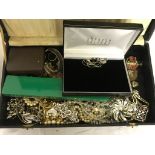 A quantity of vintage dress jewellery, silver etc.