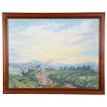 Gilbert (20th century): A panoramic landscape, oil on canvas, signed lower right,