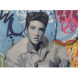 Graffiti art on canvas depicting Elvis,