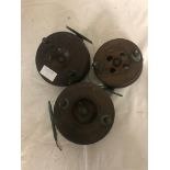 Three antique fishing reels