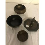 Four Oriental items to inc a censor, bowl,