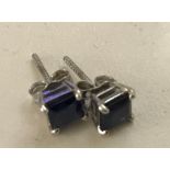 18ct square cut sapphire earrings