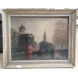 Stephen Sims (20th century): National Gallery, London, oil on board, signed,