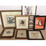 A selection of pictures of cats/animals inc Linda Jane Smith signed prints,