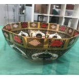 A Royal Crown Derby octagonal Imari pattern fruit bowl