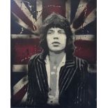 Graffiti art on canvas depicting Mick Jagger,