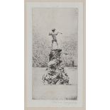 Rowland Langmaid (British, 1897-1956): Peter Pan in Kensington Gardens, drypoint etching,