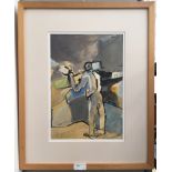 A figural study, gouache, signed with initials KV,