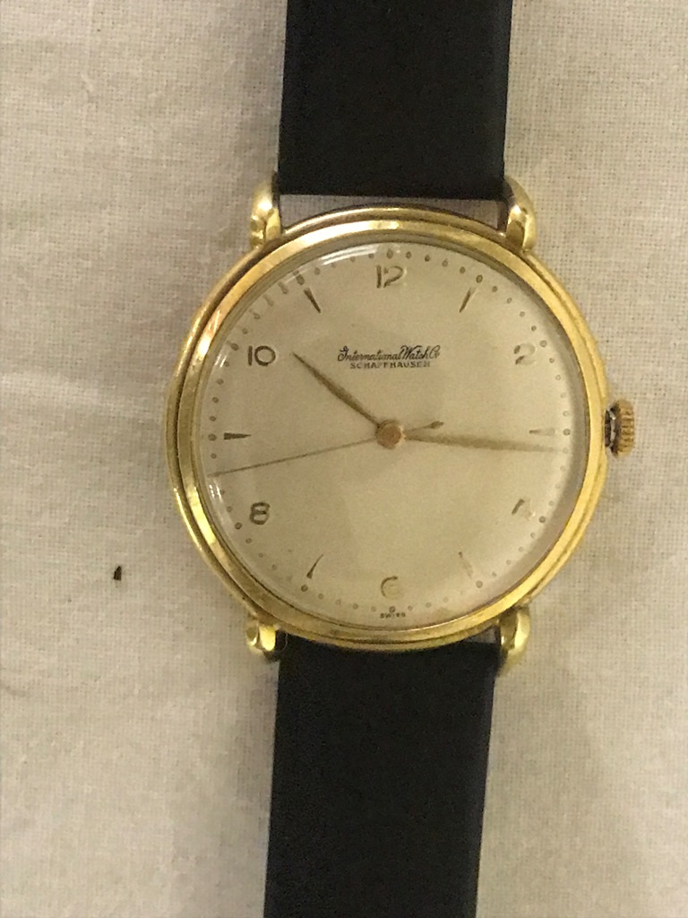 A 1950's 18K 1WC gentleman's wristwatch, dial set with Arabic even numerals,