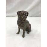 A bronze figure of a pug