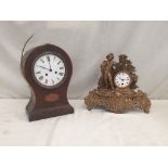 A gilt mantel and balloon case clock