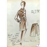 Norman Hartnell (1901-1978): An original costume design,signed & inscribed,