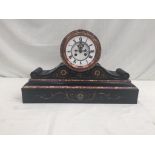 A large black slate mantle clock