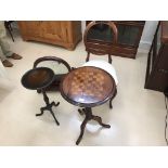 A 19th century mahogany games table together with a mahogany wine table,