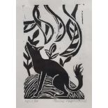 Pauline Amphlett (20th century): Fox study, linocut, hand signed & numbered in pencil,