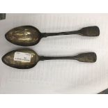 Two Georgian silver serving spoons