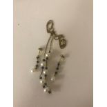 9ct black diamond and pearl earrings;