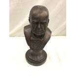 A bronze bust of Winston Churchill