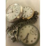 Three pocket watches to inc a silver Waltham (A/F)