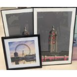 Three prints to inc the London Eye and the Oxo Tower