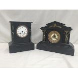 Two slate mantel clocks