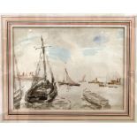 Three pictures to include Philip Connard (1875-1958): Harbour scene, watercolour, signed,