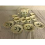 A stylish 1960s ceramic coffee set, comprising a coffee pot,