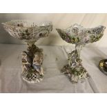 A pair of German Meissen style comports