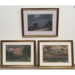 Three pastels of landscape/coastal scenes, one indistinctly signed, each approx.