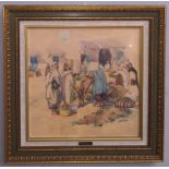 Jeka Kemp (Scottish, 1876 -1967): North African market scene, watercolour, signed lower right,