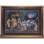 Indo-Persian School: A chariot travelling through a landscape, gouache,