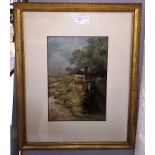 English School (19th/20th Century): a signed oil on board depicting an angler on a loch,