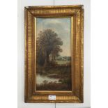 A 19th century river landscape oil on canvas, signed indisinctly lower right, possibly Mellor,