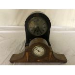 An oak mantel clock;