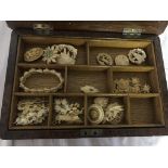 A birdseye maple box with ivory jewellery from the 1920s and 30s